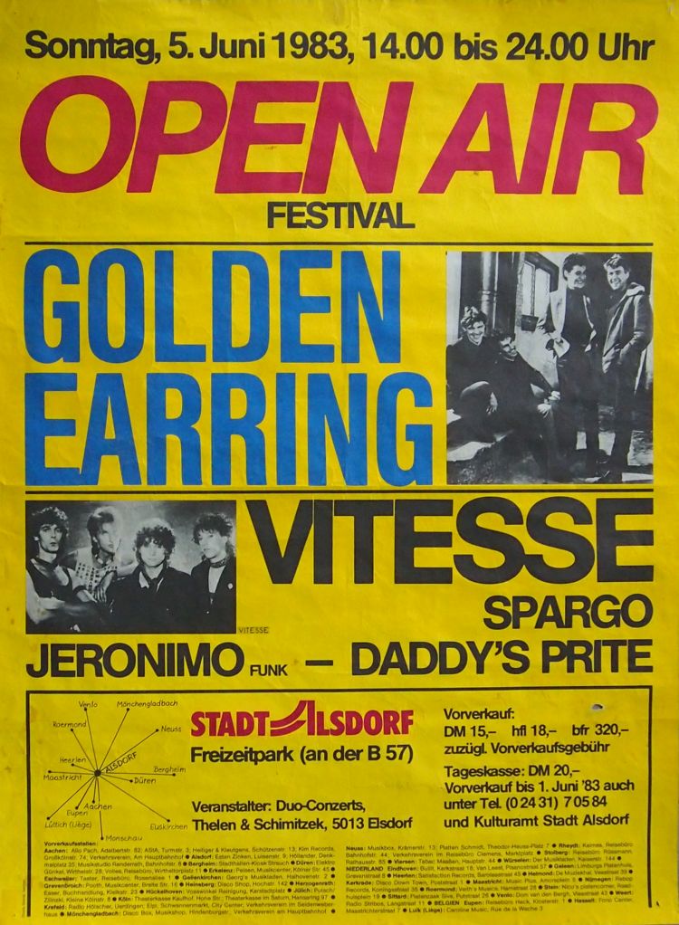 Golden Earring show poster festival June 05 1983 Alsdorf (Germany) - Open Air Freizeitpark